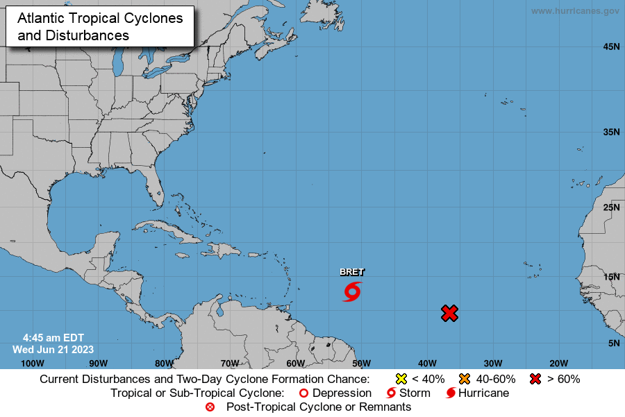 Tormenta Bret se fortalece; otra onda tropical se convertiría en ciclón