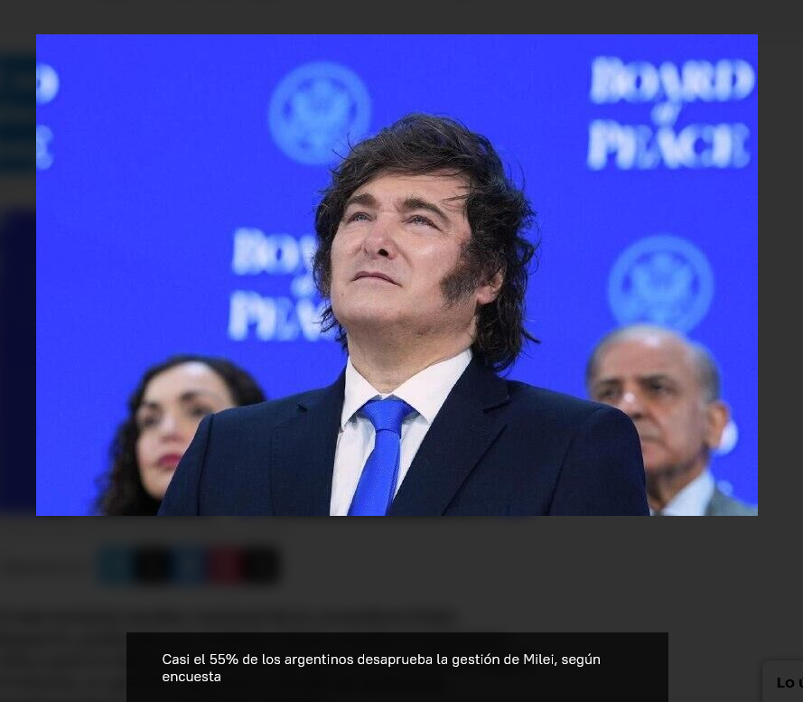 Casi el 55% de los argentinos desaprueba la gestión de Milei, según encuesta